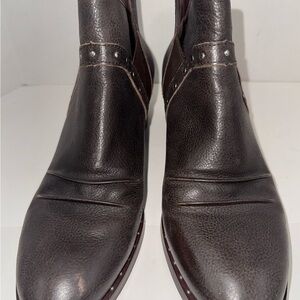 EARTH DEL RIO BARK BROWN LEATHER STUDDED CHELSEA ANKLE BOOTS BOOTIES WOMEN SZ 11